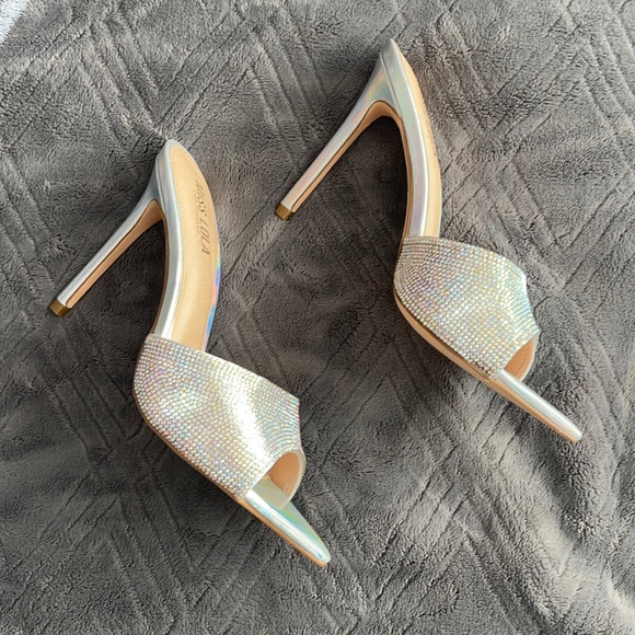 Miss Lola- Silver Holographic Rhinestone Heels - Picture 2 of 5